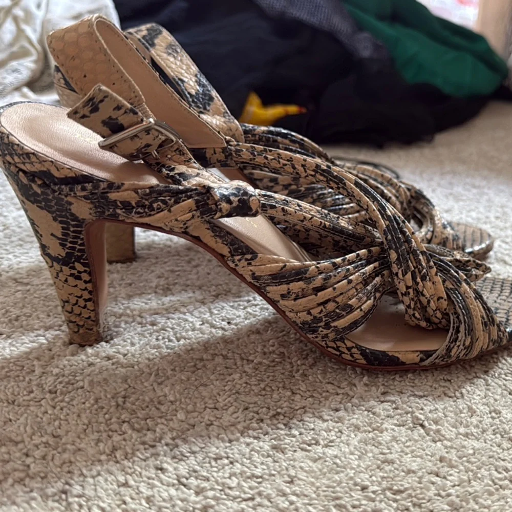 Loeffler Randall Black and Tan Heels with snakeskin pattern. - Picture 5 of 7